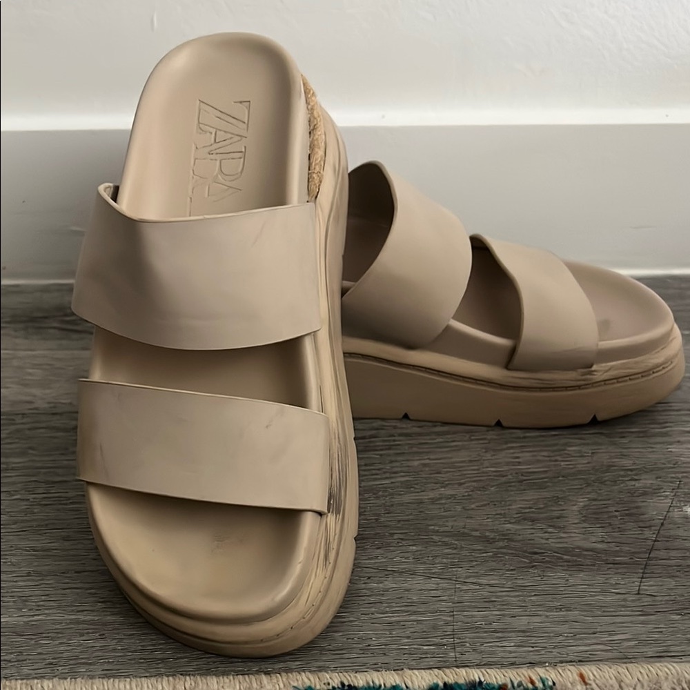 Zara Beige Platform Sandals